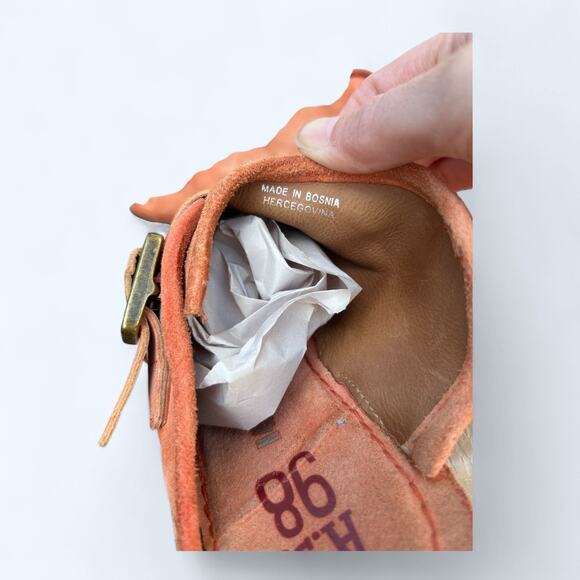 A.S.98 Tavon Leather Slide Sandals Orange Suede Buckle Eur Size 38 Boho Comfort - Picture 10 of 14